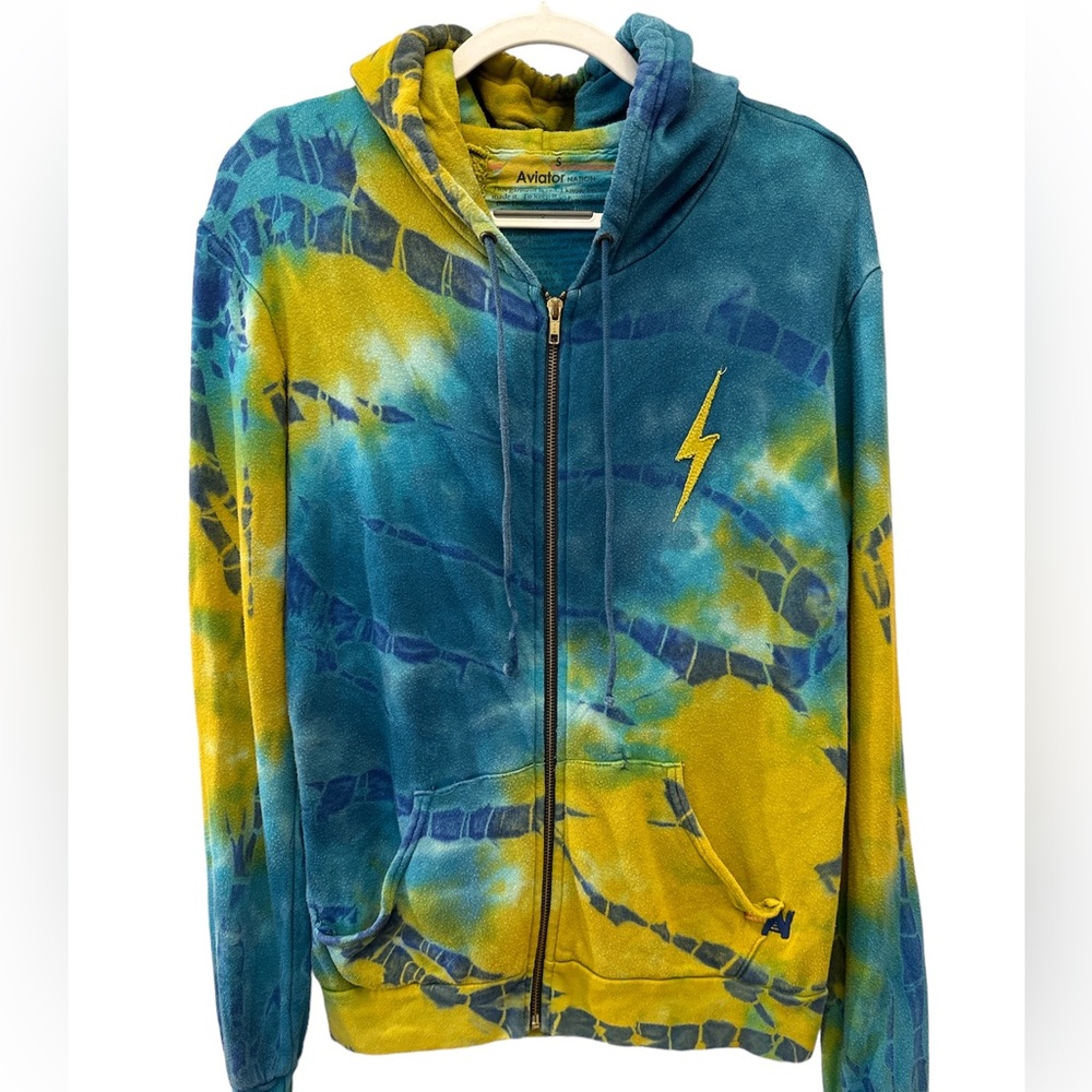 Aviator a nation Tie Dye zip front hoodie